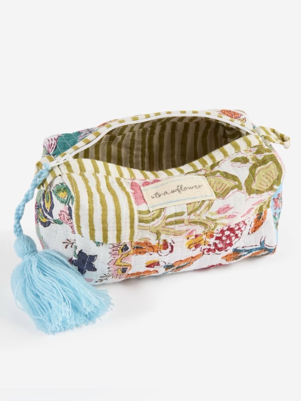 Strawflower Claudia Small Patchwork Quilted Block Print Cosmetic Pouch - Picture 2 of 9